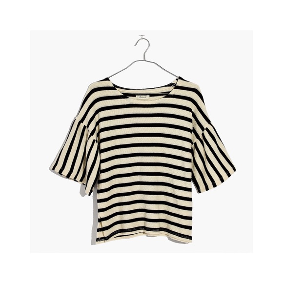 Madewell | Striped Bell Sleeve Textured Knit Comfy Top Shirt Blouse - Picture 15 of 15